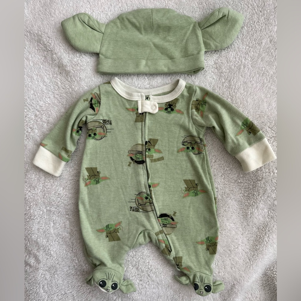 STAR WARS The Mandalorian Baby Boys Footie Pajamas NB set